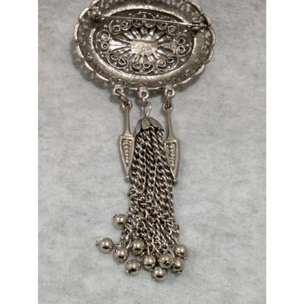 Vintage Brooch Pin Lot of 4 Victorian Tassle Maple Leaf Bear‎ Gold Silver Tone